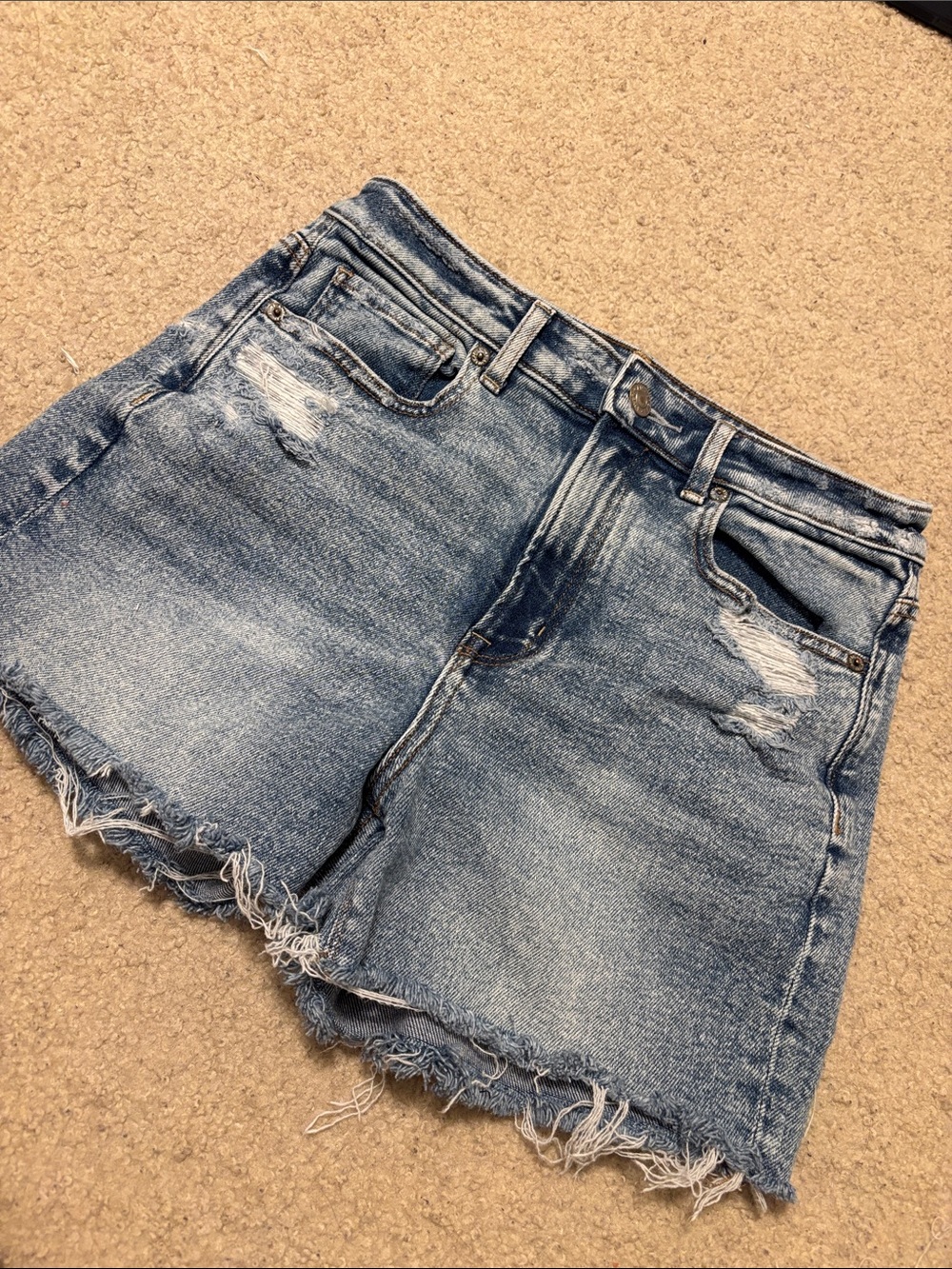 American Eagle Outfitters Light Blue Distressed Denim Shorts